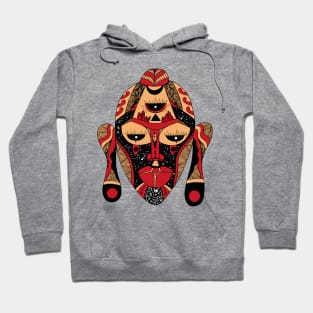 Red and Cream African Mask 7 Hoodie